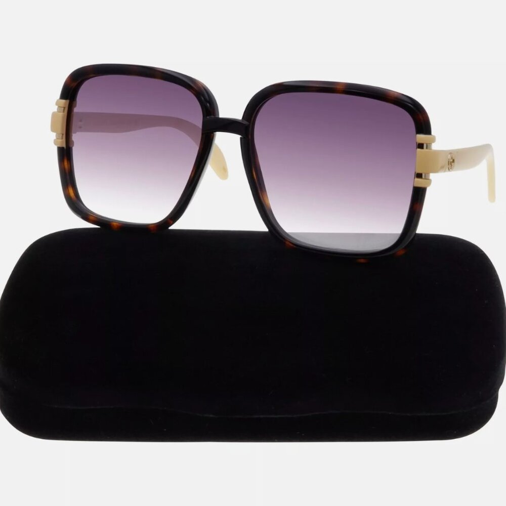 Gucci Butterfly Sunglasses Havana/Cream Gold Gradient Lens Women's